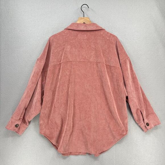 Ci Sono Shacket Womens Large Pink Corduroy Oversized Shirt Jacket Casual Comfy - Picture 9 of 9